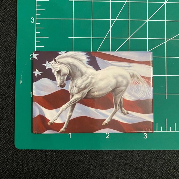 VTG Leanin' Tree Greeting Card + Magnet Horse USA Flag Independence Kim McElroy - Picture 9 of 11